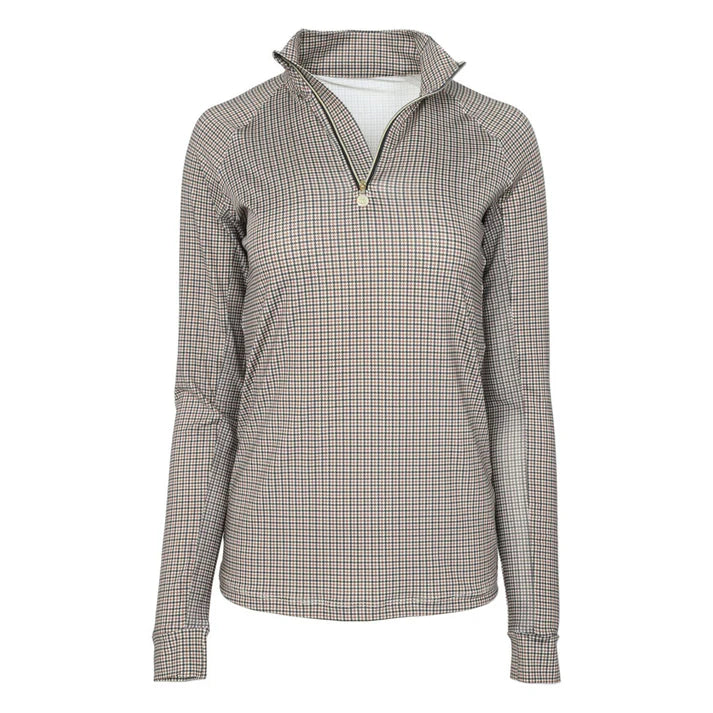Dapplebay Bay Houndstooth LS 1/4 Zip Riding Top