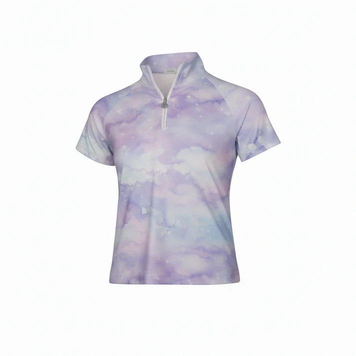DAPPLEBAY KIDS OPALITE SKIES 1/4 ZIP SHORTSLEEVE TOP