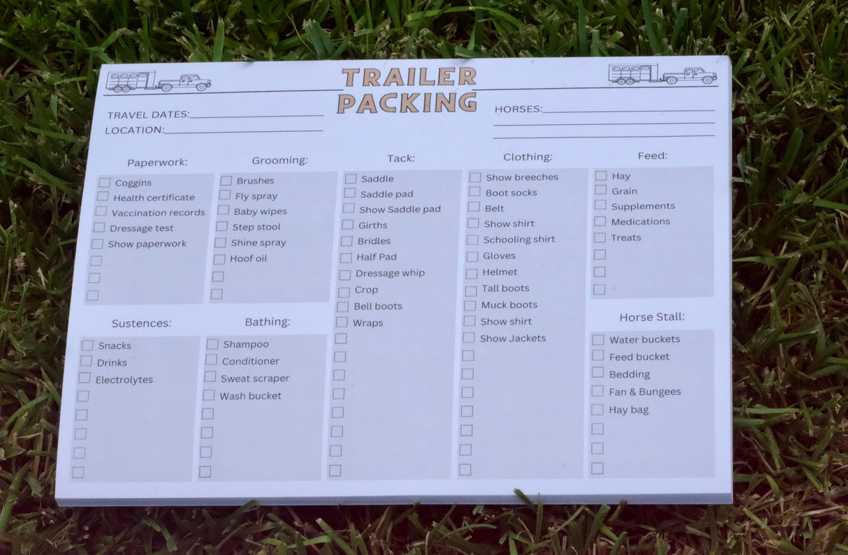 TRAILER PACKING LIST