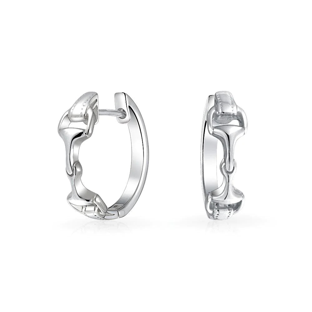 SNAFFLE BIT HOOP EARRINGS - STERLING SILVER