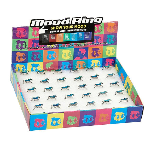 GALLOPING HORSE AND HORSE HEAD ADJUSTABLE MOOD RING