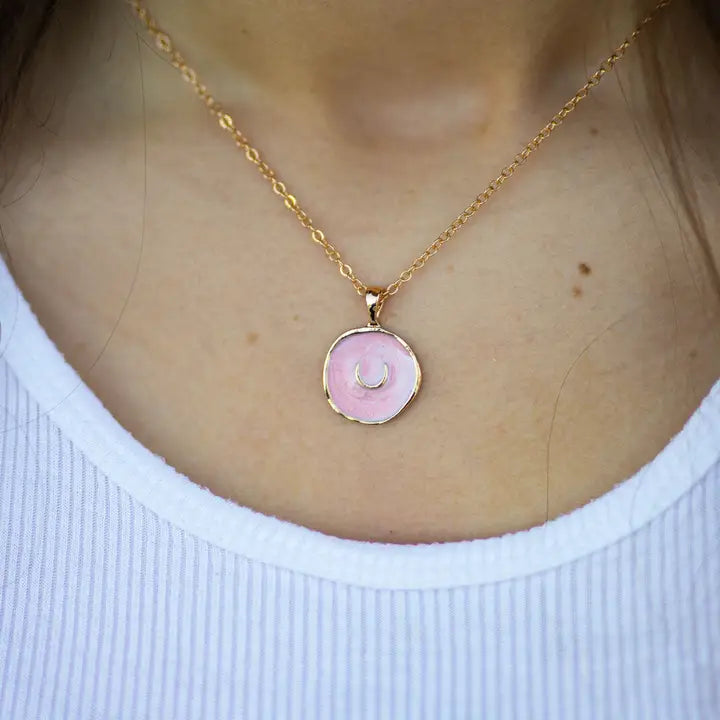 Pink Horseshoe Pendant Necklace
