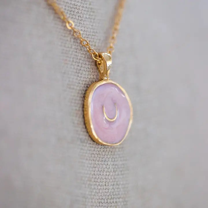 Pink Horseshoe Pendant Necklace