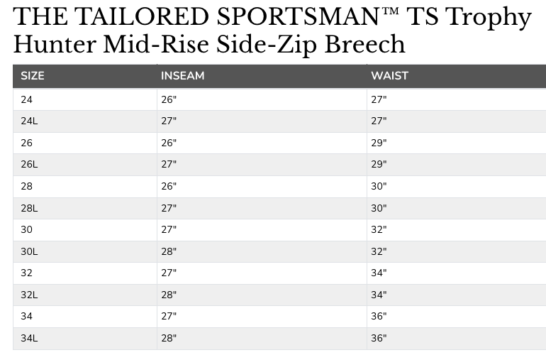 THE TAILORED SPORTSMAN MID RISE SIDE ZIP BREECH - COLORS