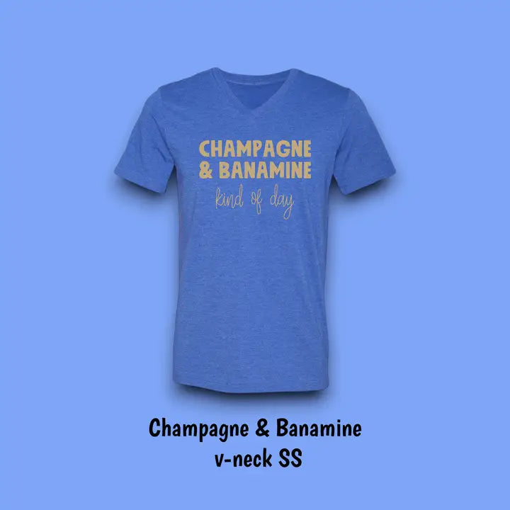 "CHAMPAGNE & BANAMINE" V-NECK TEE By Equine & Design