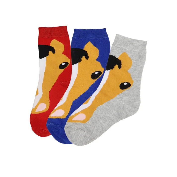 AWST INT'L CHILD HORSE FACE BUCKSKIN CREW SOCKS