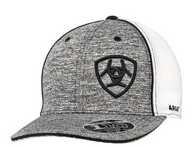 ARIAT® MEN'S FLEXFIT 110 BASEBALL CAP - GREY W/ BLACK