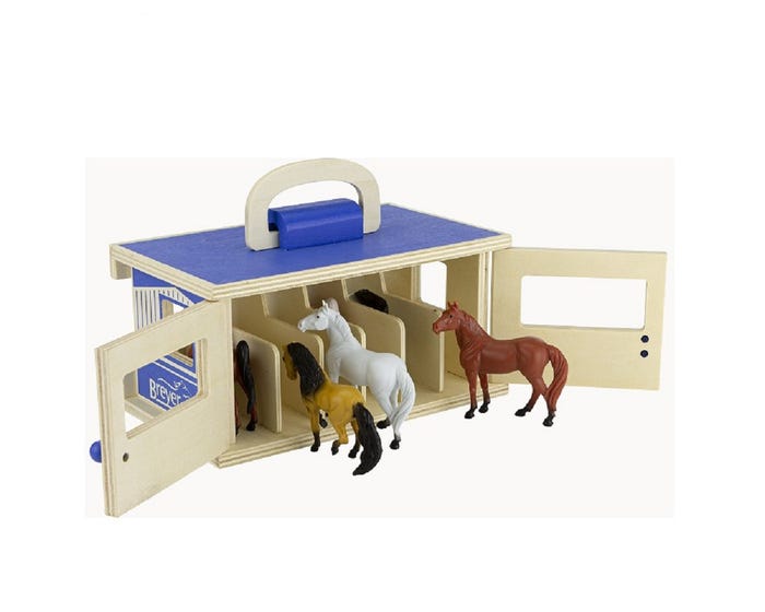 BREYER WOODEN STABLE PLAYSET W/ 6 HORSES