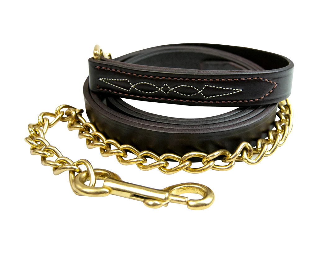 WALSH FANCY STITCH LEATHER LEAD W/ CHAIN