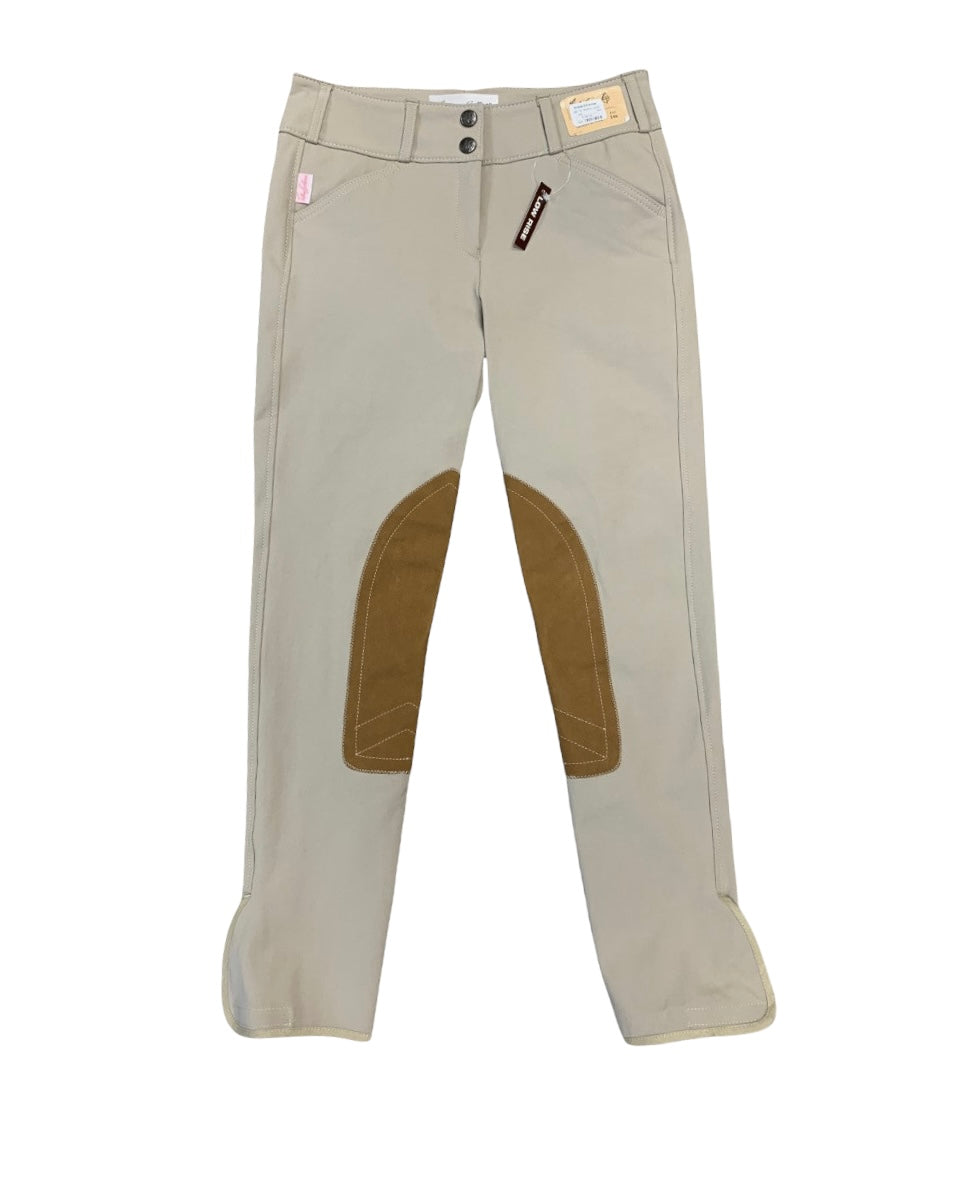 Tan-low rise-front zip