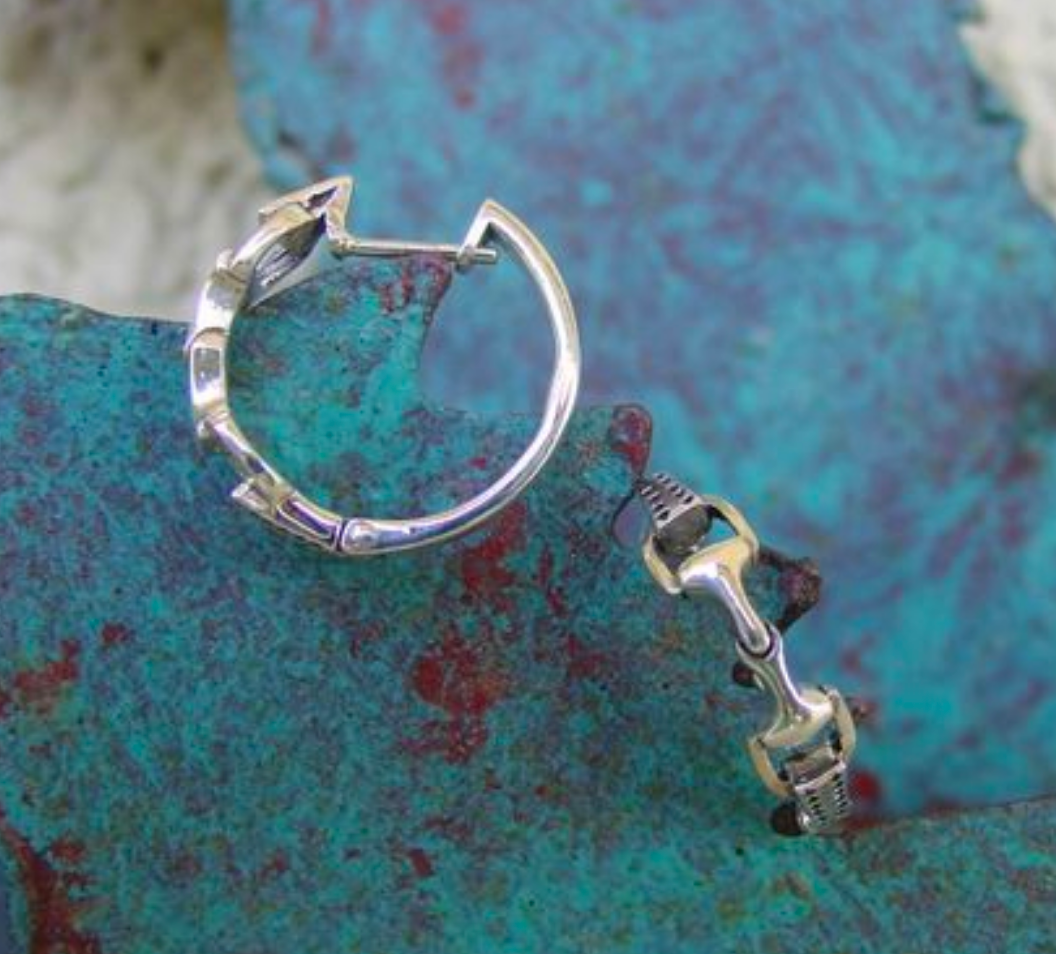 SNAFFLE BIT HOOP EARRINGS - STERLING SILVER