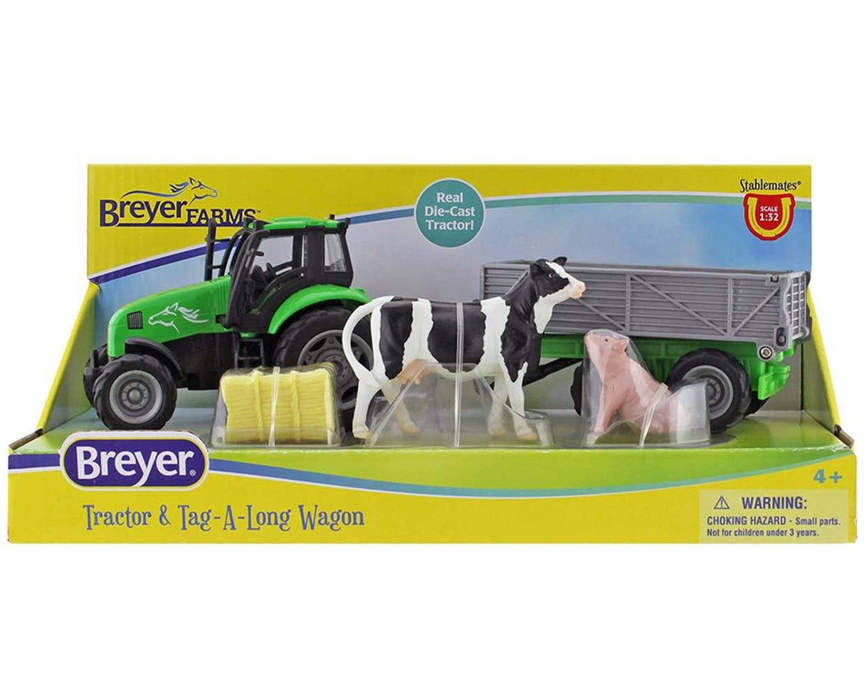 BREYER FARMS™ TRACTOR AND TAG-A-LONG WAGON