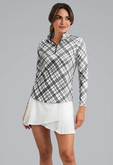 IBKUL Tony Print LS Mock Neck Top