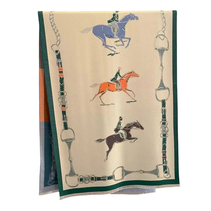 AWST INT'L HUNTER HORSES ACRYLIC CASHMERE SCARF