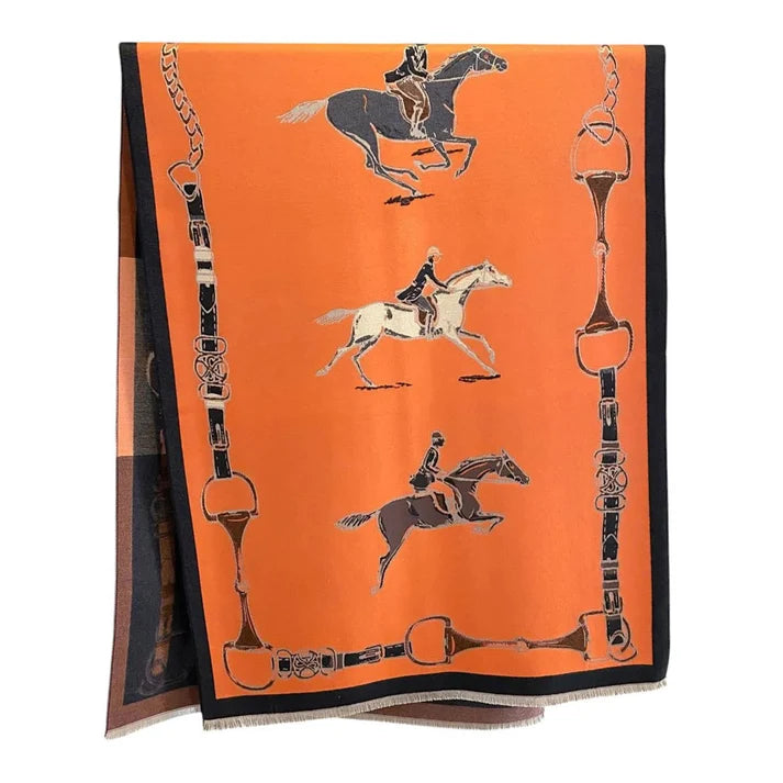 AWST INT'L HUNTER HORSES ACRYLIC CASHMERE SCARF