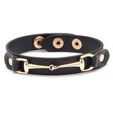 AWST INT'L VEGAN LEATHER BRACELET WITH GOLD TONE SNAFFLE BIT