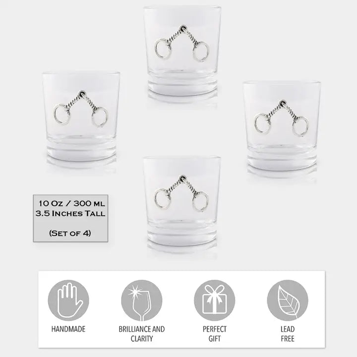 EQUESTRIAN BIT BAR GLASSES-SET OF 4