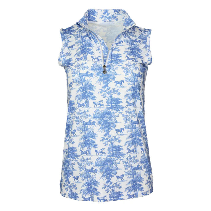 Dapplebay Equestrian Toile 1/4 Zip Light Riding Top - Sleeveless
