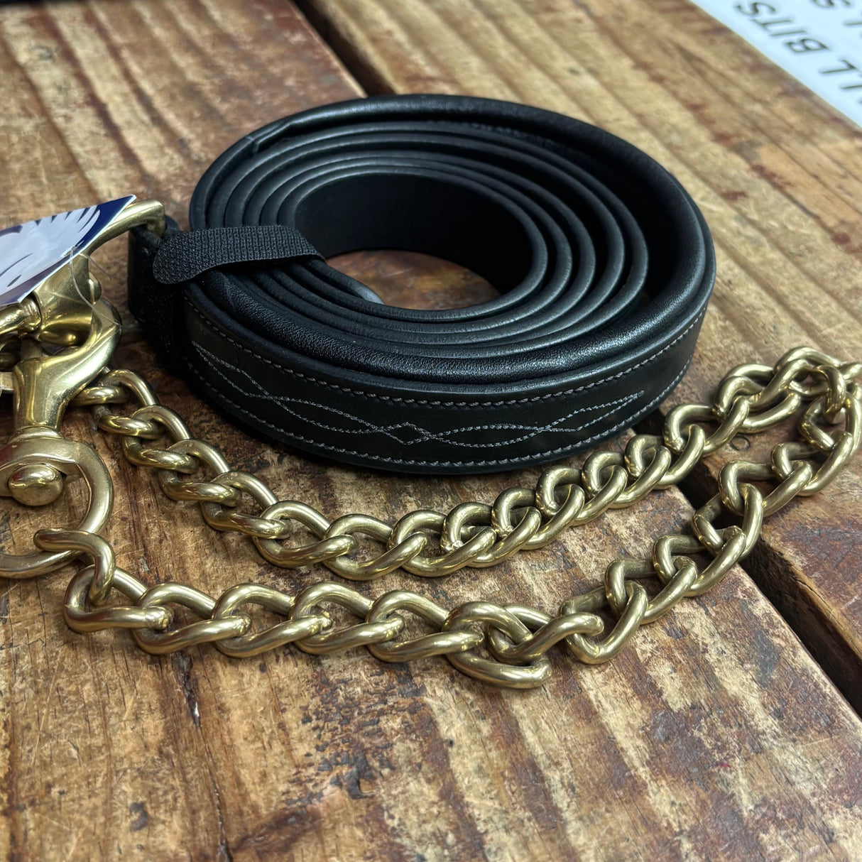 RHC FANCY STITCHED 7' AMERICAN LEATHER W/ SOLID BRASS 24" CHAIN LEAD