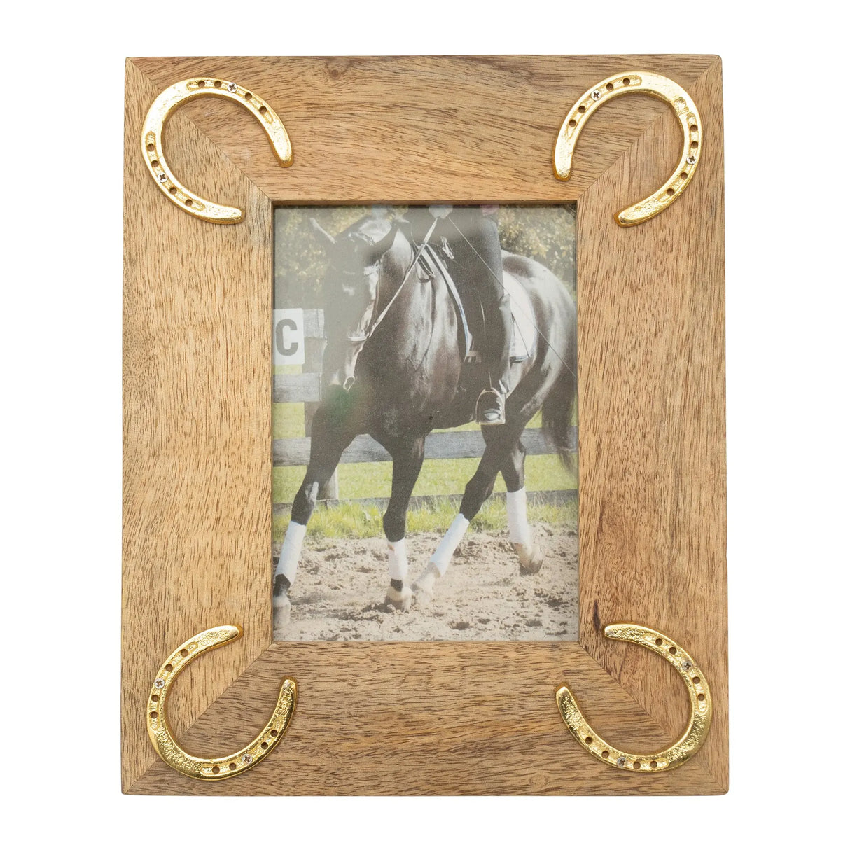 Huntley Wooden Picture Frame with Gold Horseshoe Accents