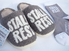 Load image into Gallery viewer, DREAMERS &amp; SCHEMERS ADULT SLIPPERS-STALL REST
