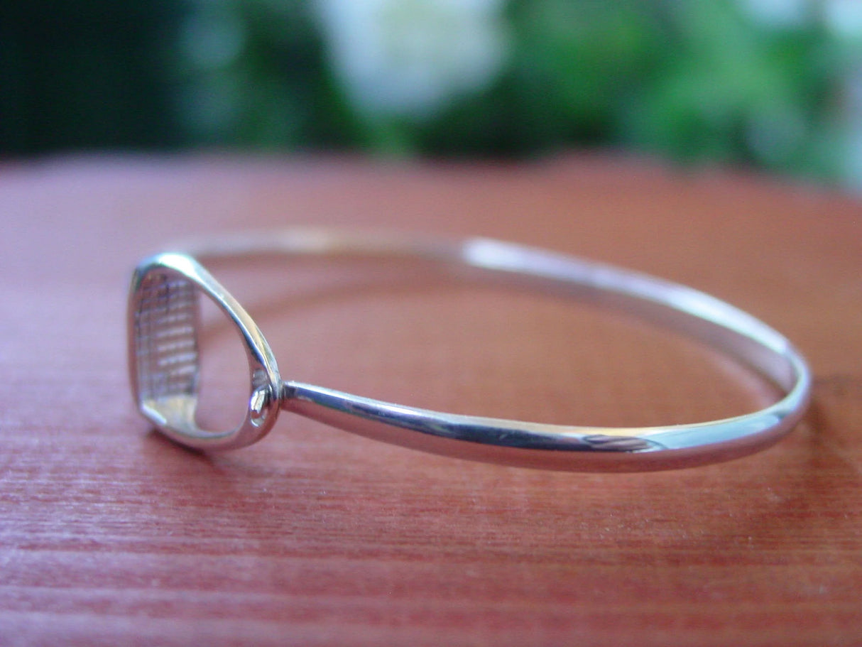 SMALL STIRRUP BANGLE BRACELET STERLING SILVER