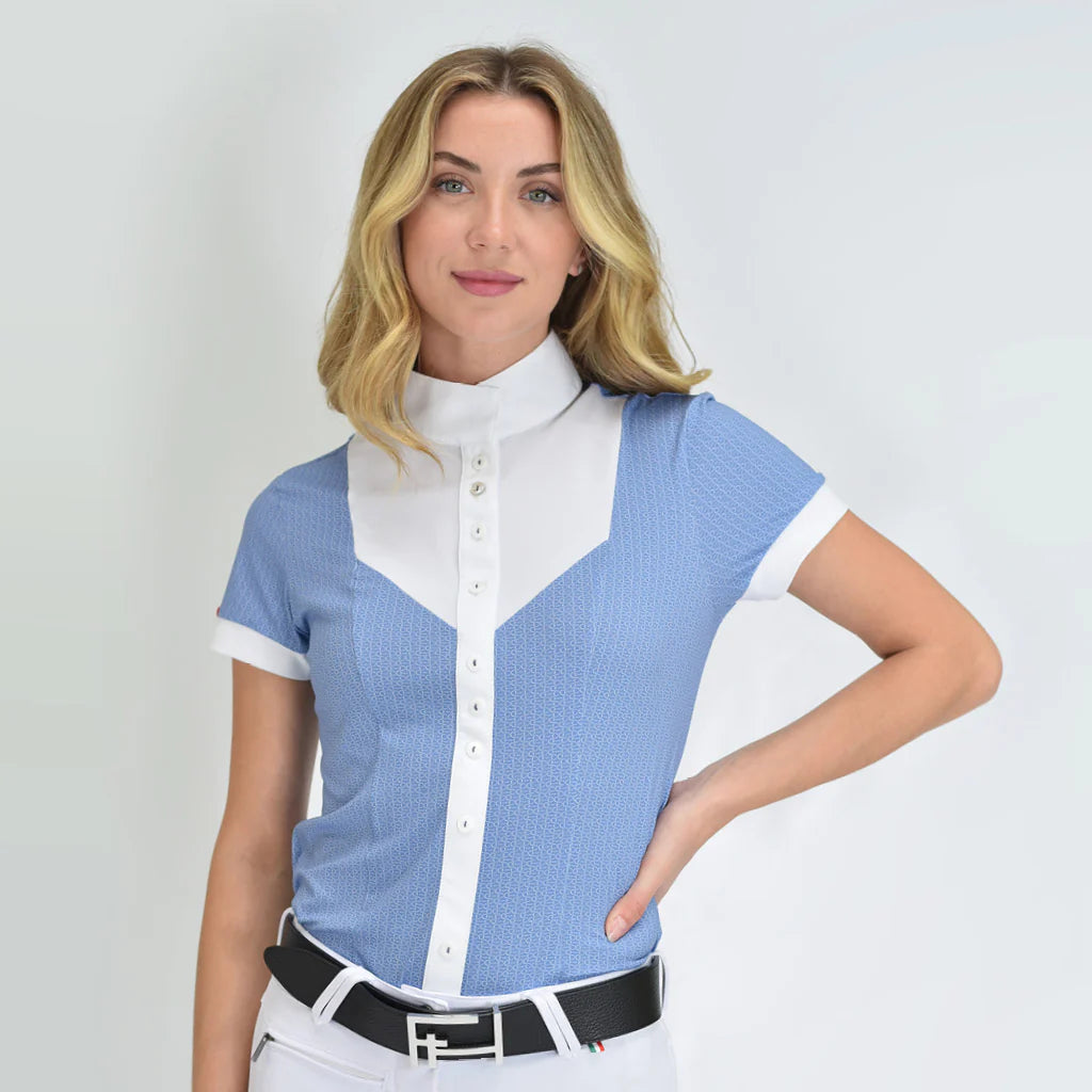 FOR HORSES GLORIA S/S SHOW SHIRT-STEEL BLUE BITS