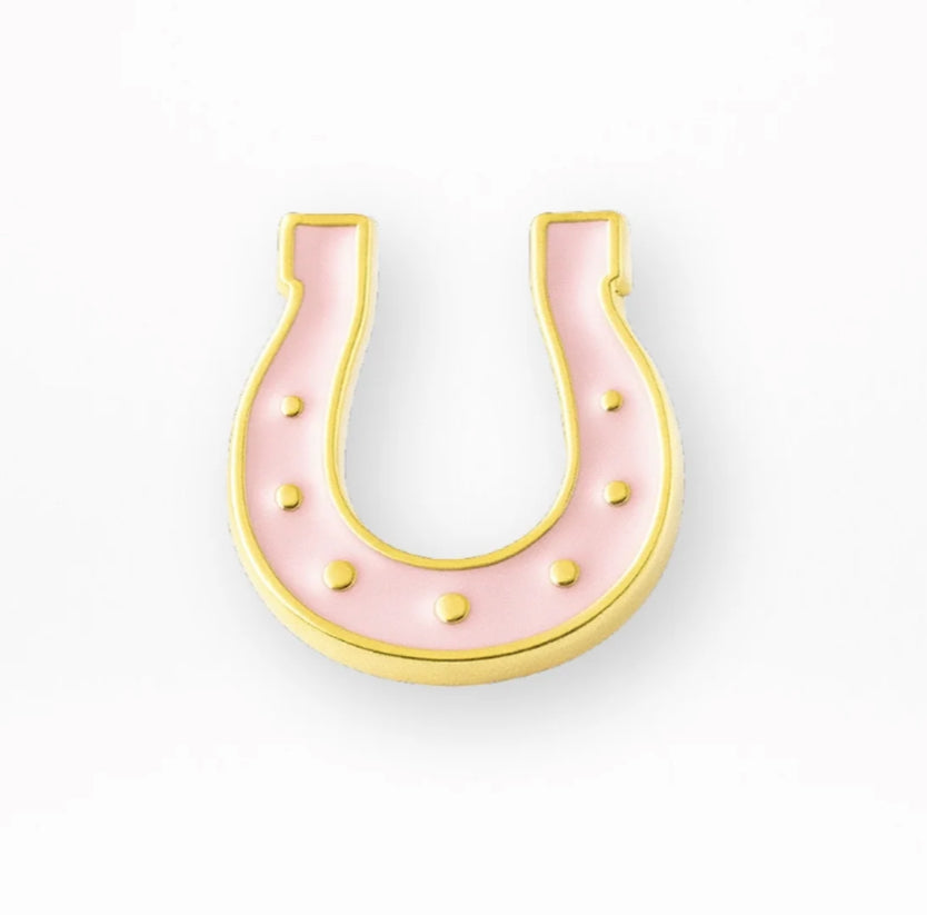 LUCKY PINK HORSESHOE PIN