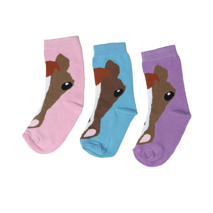AWST INT'L YOUTH HORSE FACE SOCKS- 3 PACK
