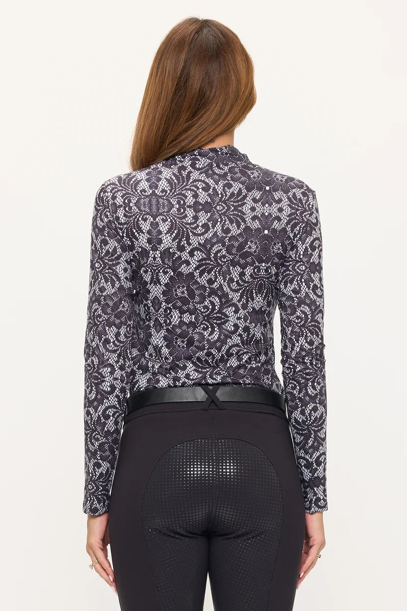 DANCING EQUESTRIAN LACE MOCK NECK SUNSHIRT